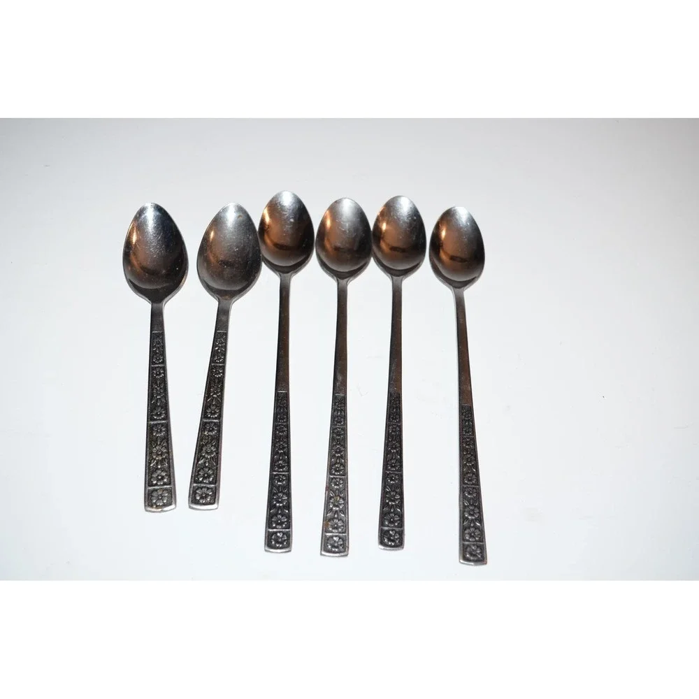 Stainless by Imperial Spoons Iced Teaspoons 6pc lot Vtg